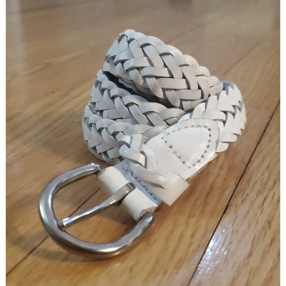 Boho Braided Genuine Leather Belt Size XL White